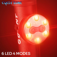 Bike Rear Light 6 LED Safety Warning Taillight USB Rechargeable ​ ​300 Lumens MTB Tail light for Helmet Backpack Bicycle Lamp