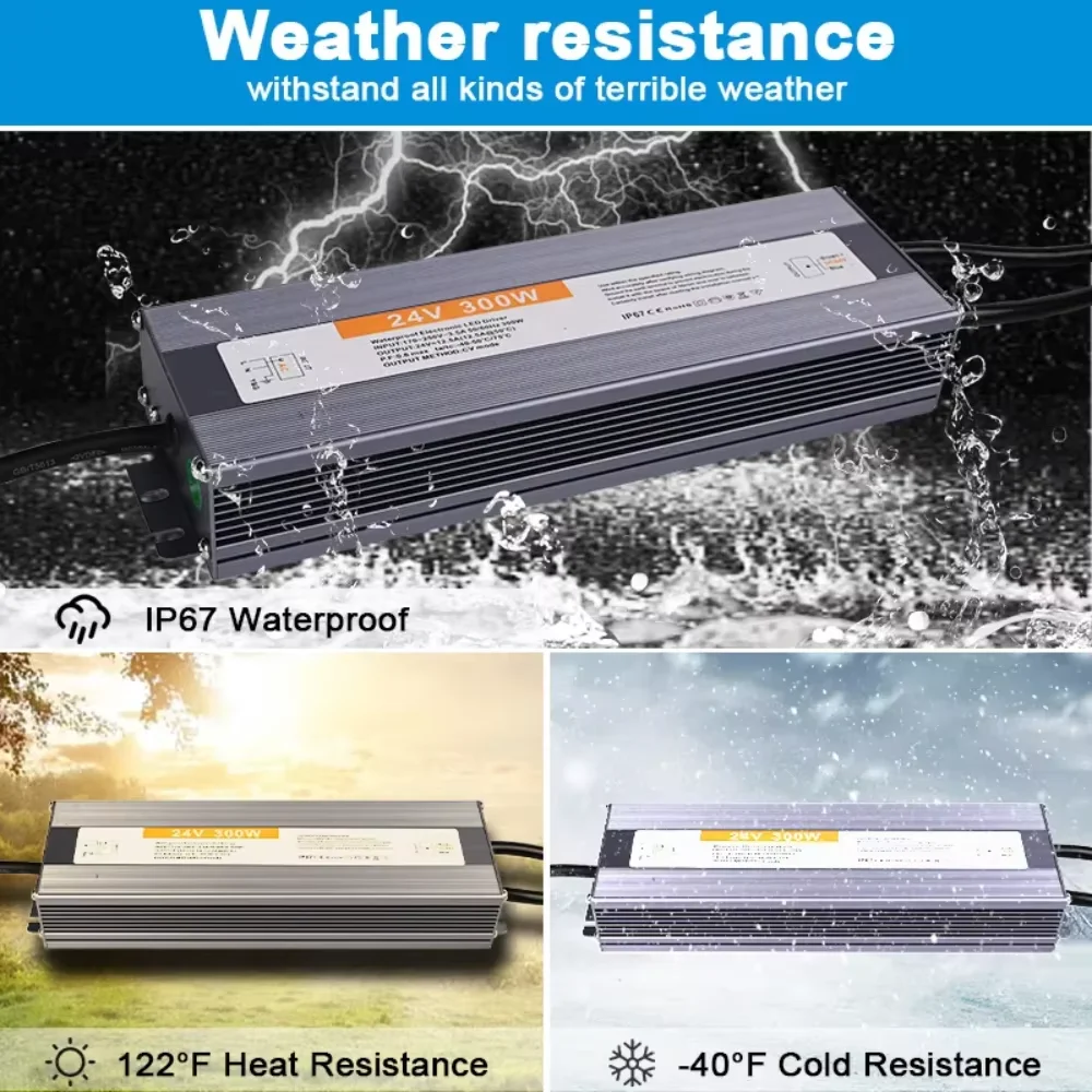DC 12V 24V 50W Power Supply AC 220V IP67 Waterproof Transformers LED Driver 1A 3A 5A 10A 25A 12W 36W 50W 60W 100W 200W 300W 400W