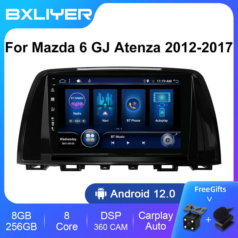 Android 12 For Mazda 6 GJ Atenza 2012 2013 2014 2015 2016 2017 Carplay Auto Car Multimedia All-in-one Car Radio Video Player GPS