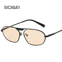 SO&EI Retro Irregular Polygon Cat Eye Metal Women Sunglasses Fashion Brand Designer Men Shades UV400 Punk Sun Glasses