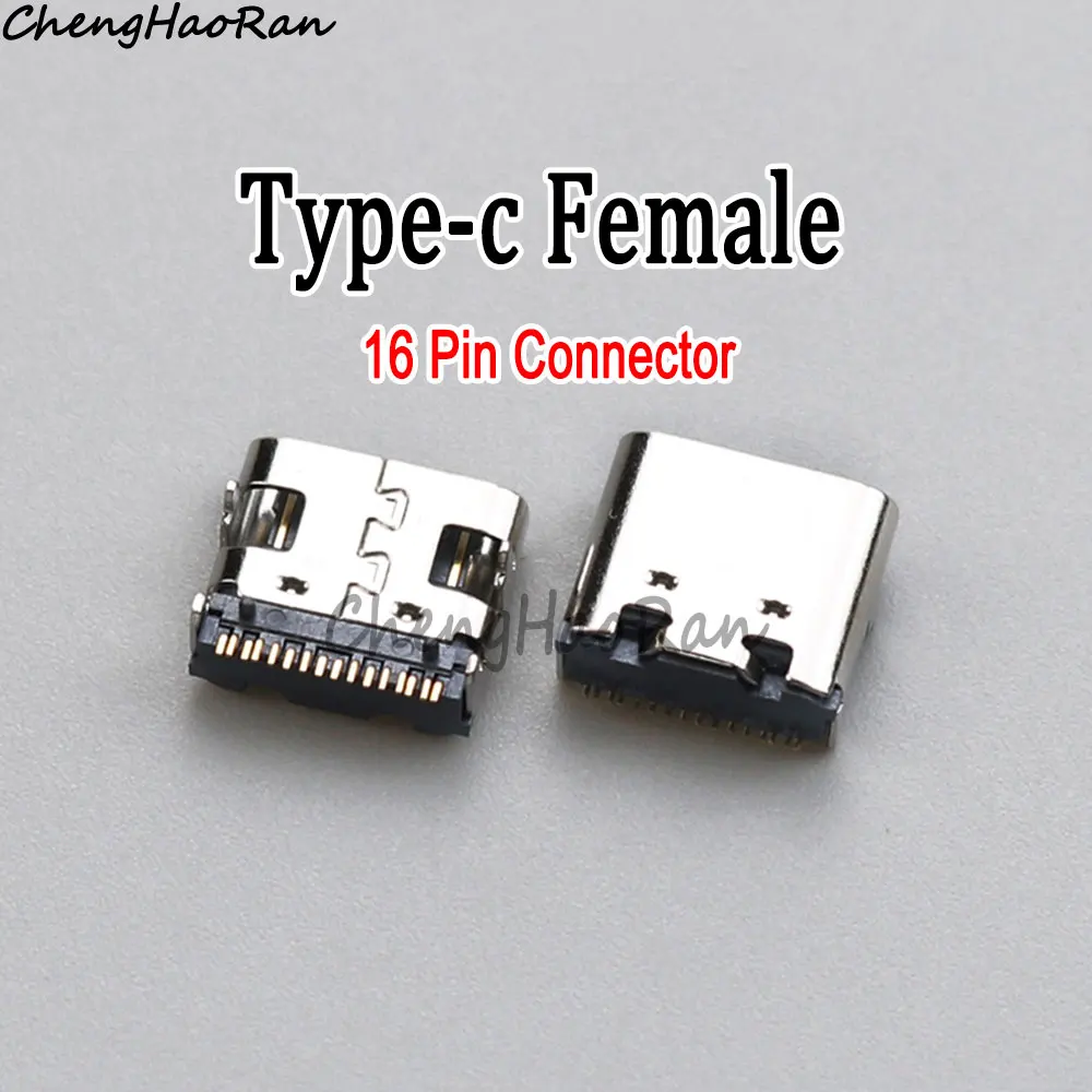 ChengHaoRan 5/10/20 Pcs Type-C Female Patch Chip Socket USB-3.1 16-Pin HDTV Transmission Fast Charging Interface Connector