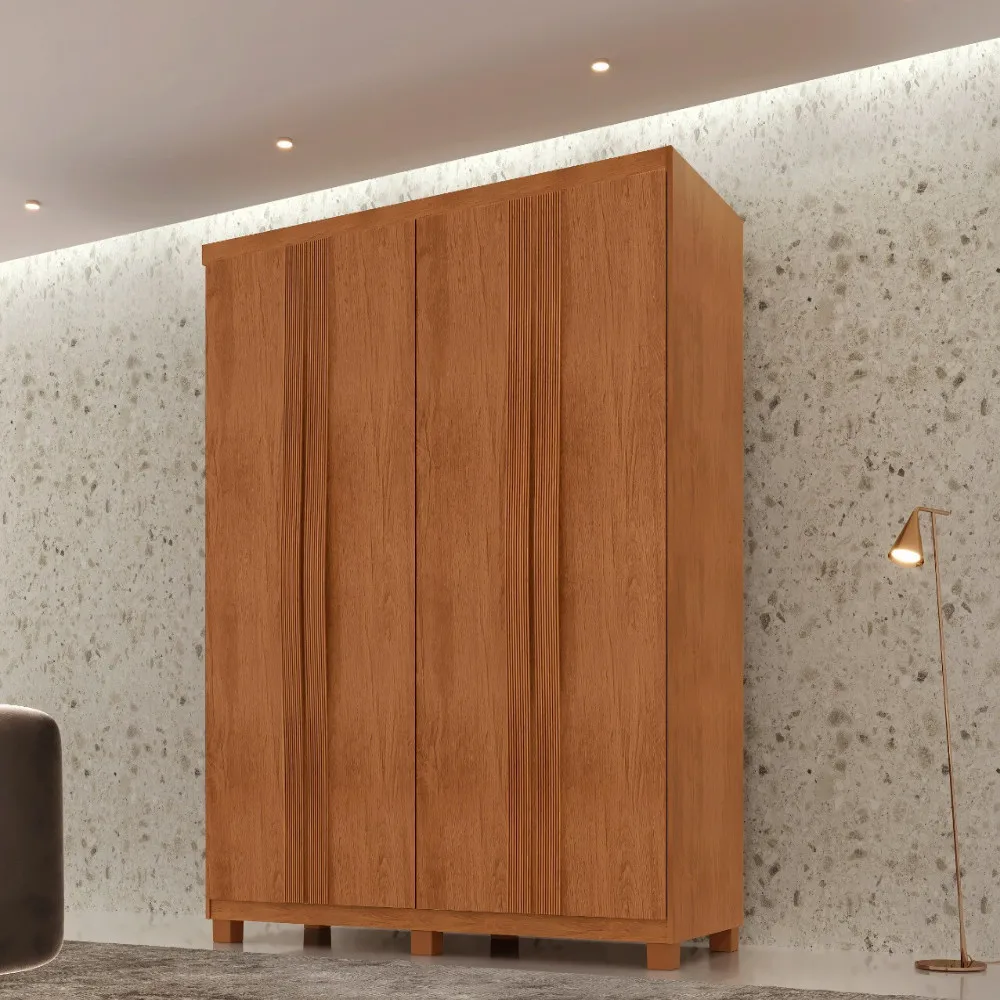 Guarda Roupa Solteiro Dunas com 4 Portas e 2 Gavetas MDF Com Pés Moderna Mobília