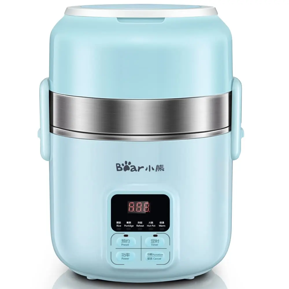 Bear DFH-B20J1 Smart Self Heated Lunch Box, Mini Hot Pot, Leakproof Plug-in Lunch Box with Keep Warm Function, Blue, 2L