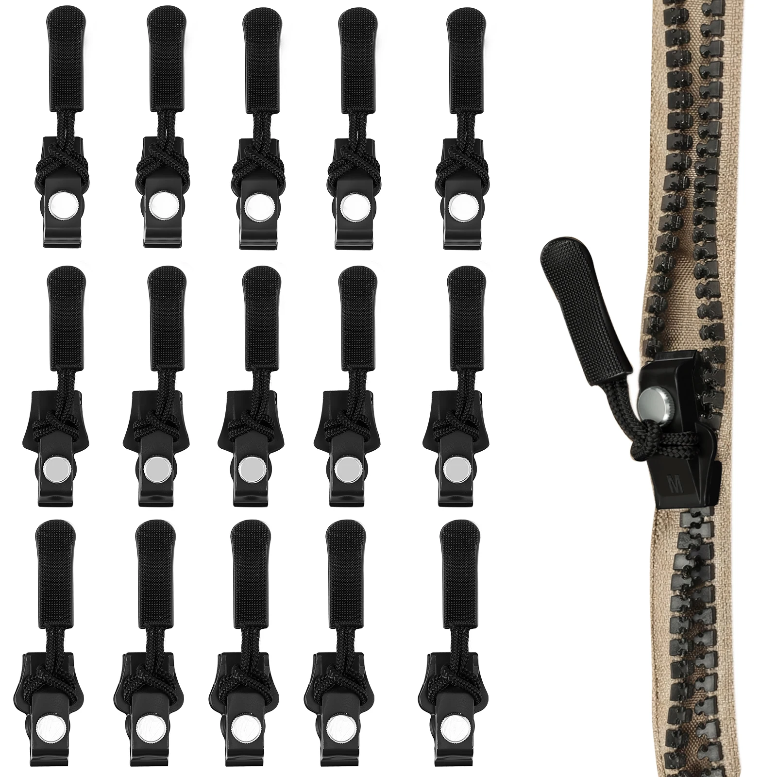 15 Pcs Universal Zipper Repair Kits Instant Fix Replacement Zipper Mini Removable Zippers Head Non Slip to Instant Fix Zippers