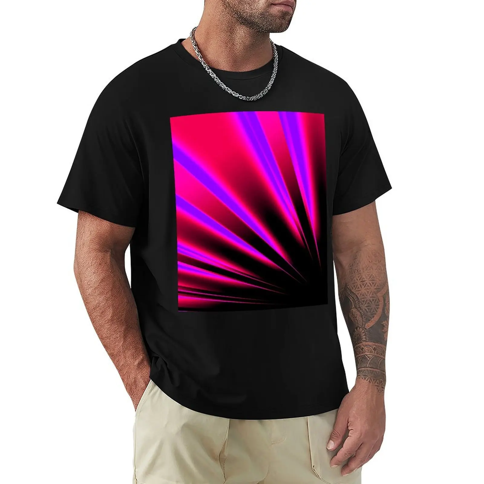 

Neon Rays of Light Glow Pink Purple Red T-Shirt hippie clothes custom shirt shirts graphic tee luxury clothes men