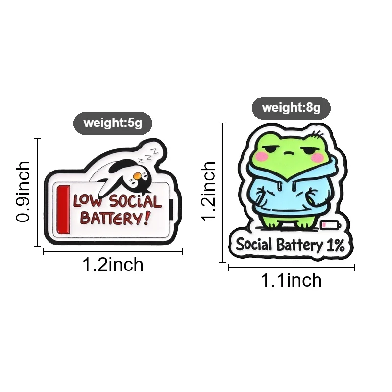 Low Social Battery Penguin Enamel Pin, Cute Tired Bird Brooch With Red Battery For Introverts And Humor Gift Style
