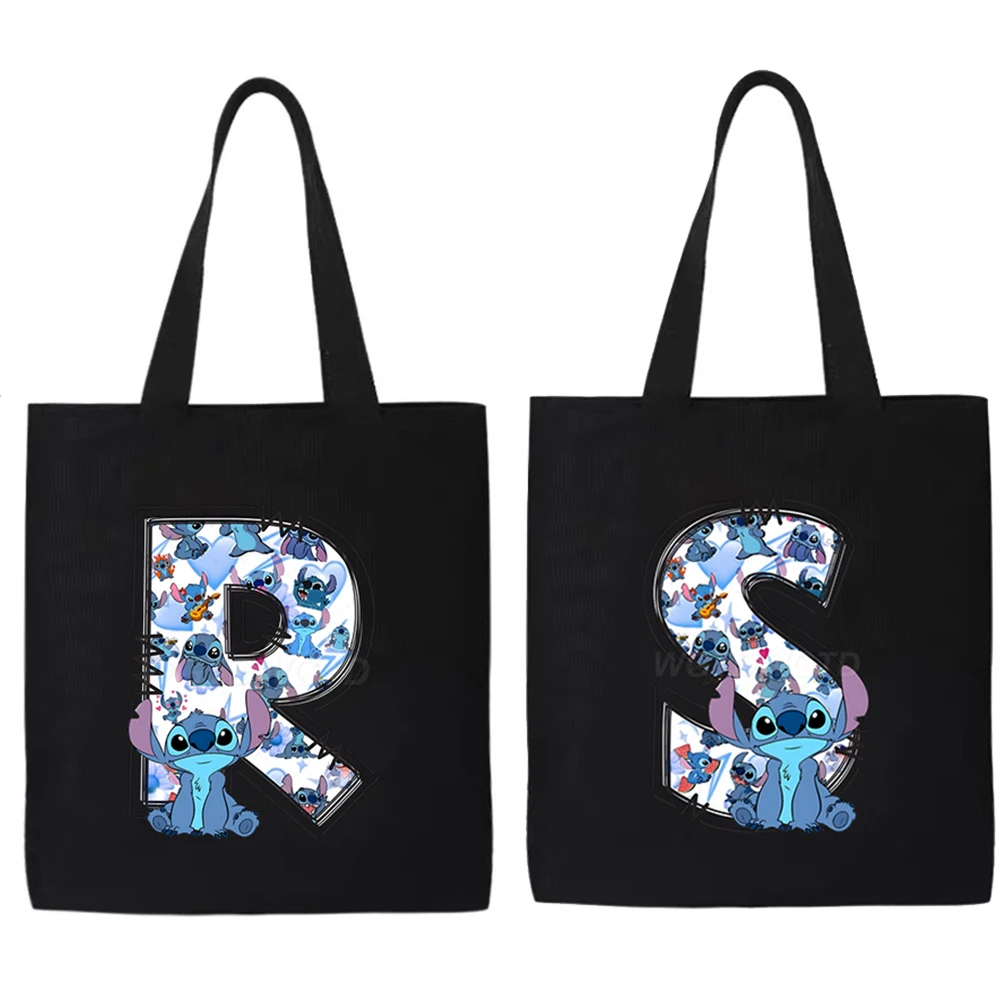 

Холщовые сумки-тоут с новым алфавитом Диснея, милые сумки на плечо с принтом мультяшной вышивки, многоразовая сумка для хранения для детей и взрослых