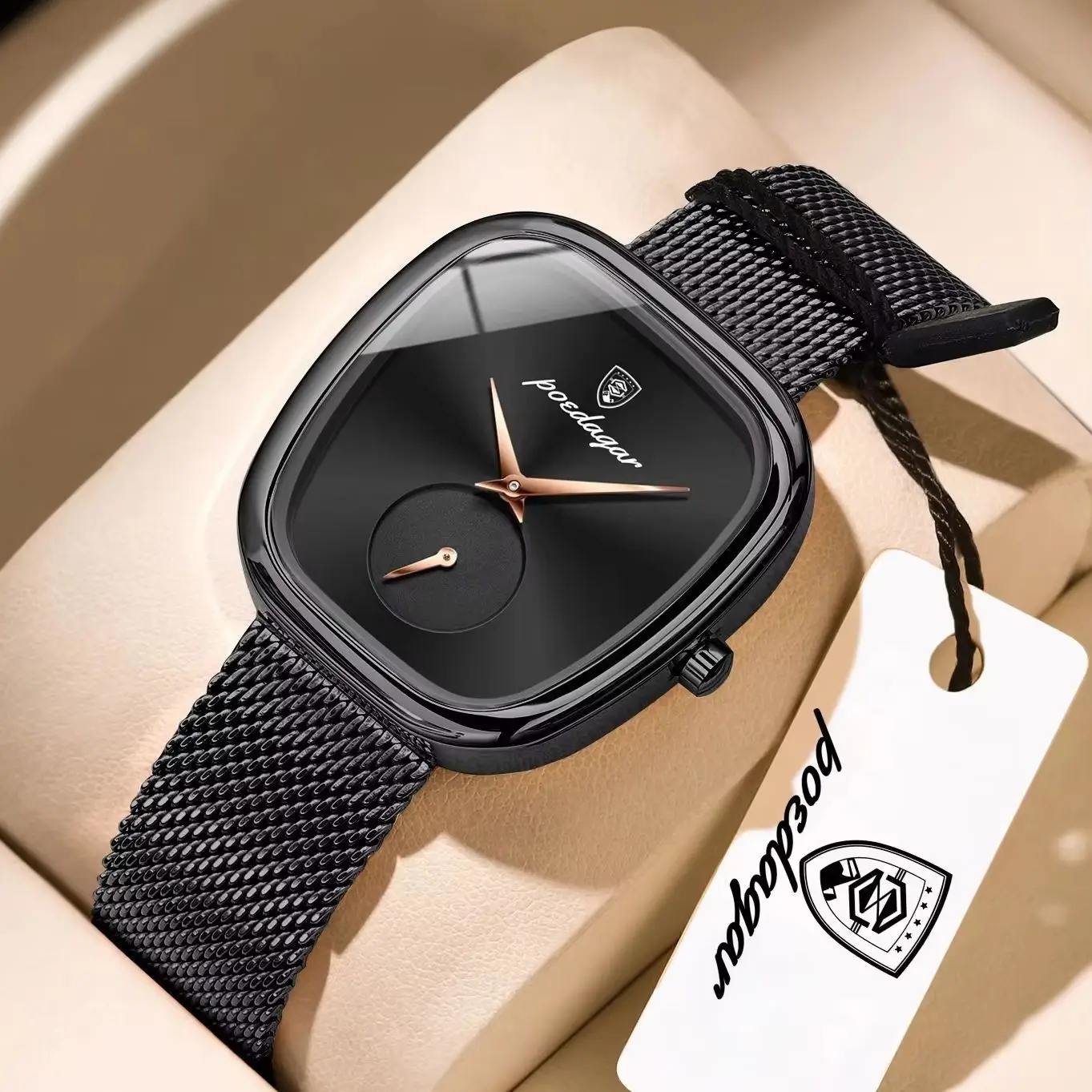

POEDAGAR Luxury Unique Women's Clock Waterproof Fashion Quartz Watches For Woman Stainless Steel Mesh Elegant Ladies Wristwatch