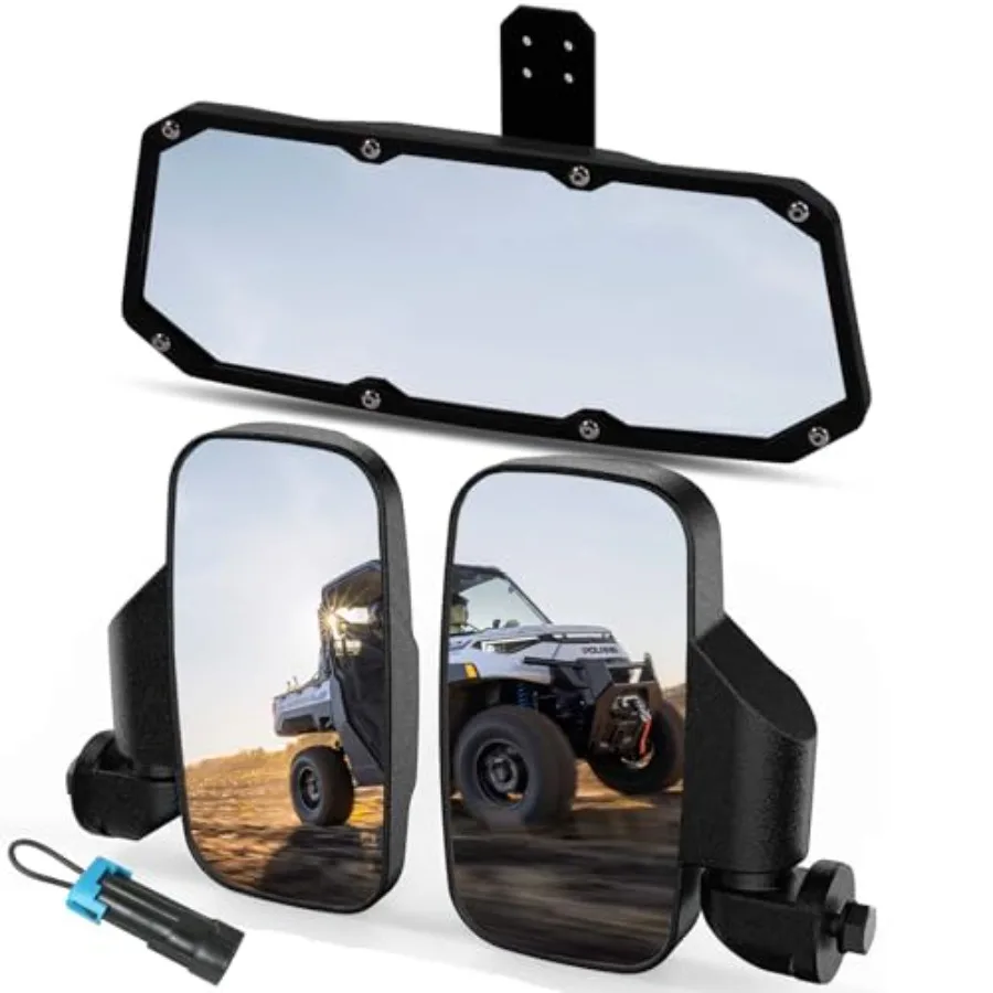 

UTV Ranger Rear View Mirror And Side Mirrors Set Compatible With 2015-2026 Polaris Ranger 500 570 900 1000 XP Crew, Pro-Fit Pro