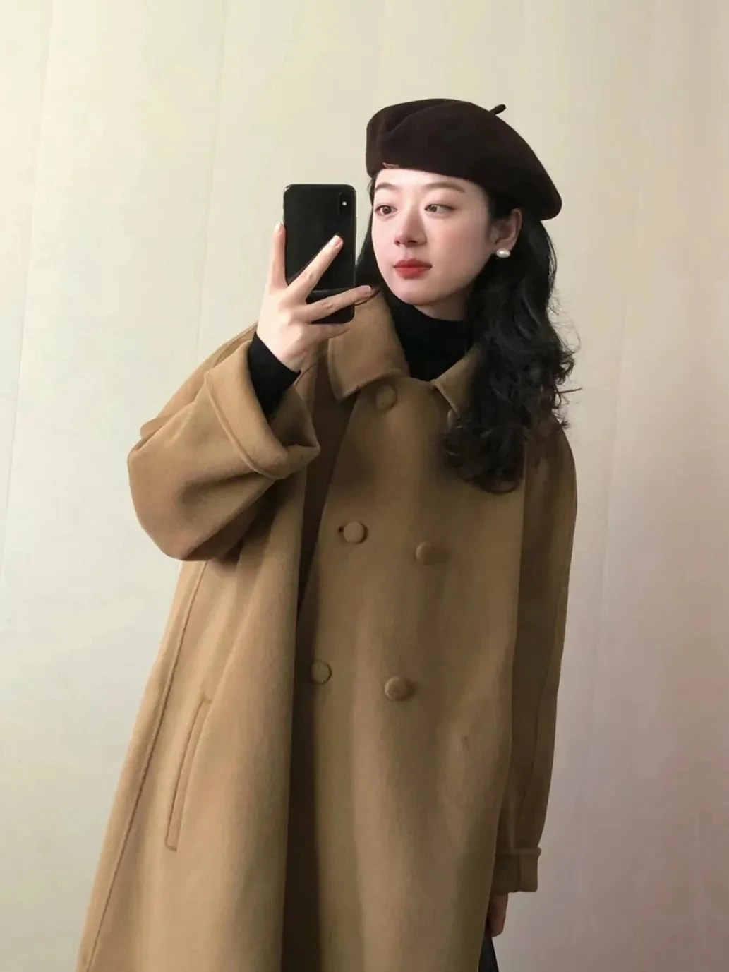 

Шерстяные пальто средней длины, женское пальто на заказ, осеннее бархатное гладкое, простое, эстетичное, современный стиль, для путешествий, художественное, для отдыха