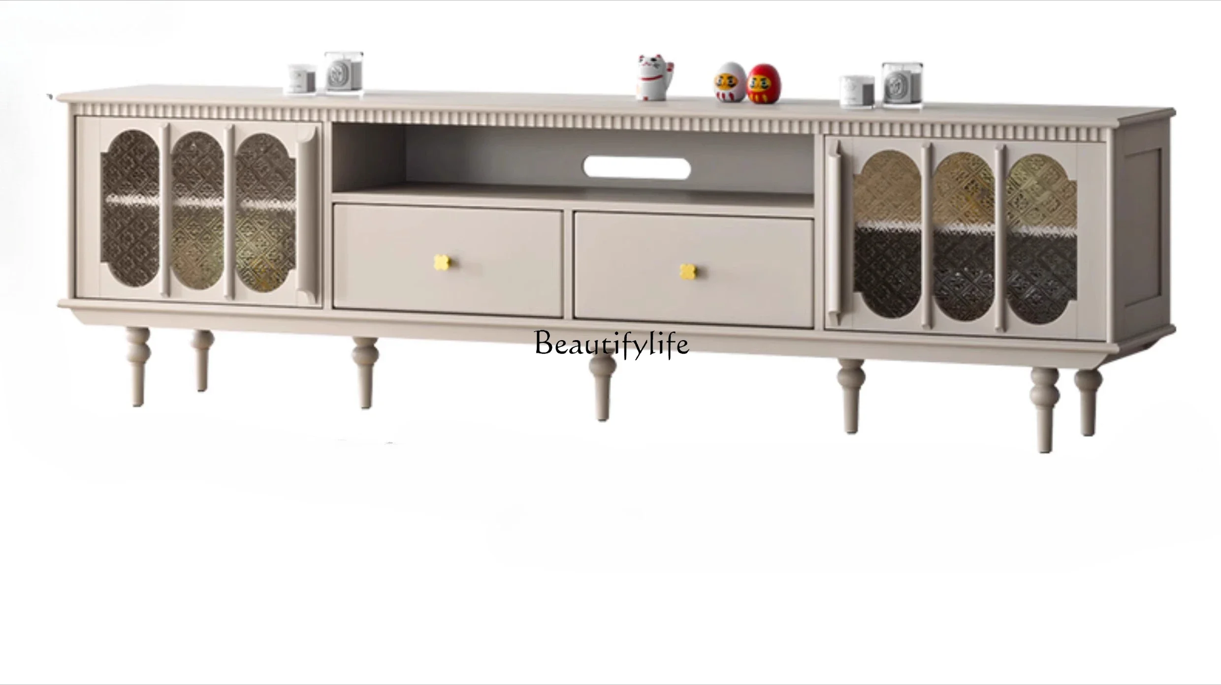 

13-*French black oil white light luxury high sense all solid wood floor TV cabinet living room home
