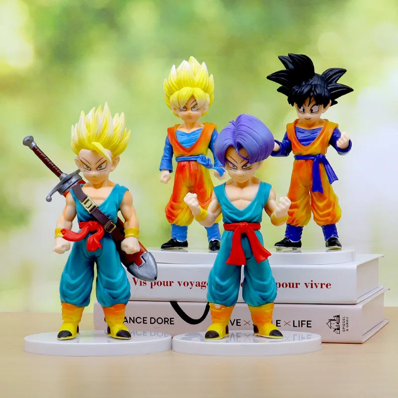 

Anime Dragon Ball Brothers Goku Sun Goku Fan Tranx anime action figure model gift collection figurines for children 18cm 4 sets