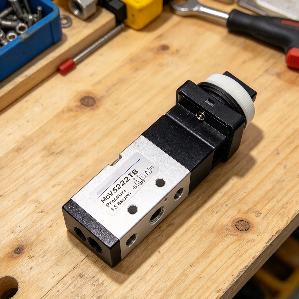 MV522EB MV522TB MV-08 2 Position 5 Port Manual Valve Kit Aluminum Alloy Pneumatic for Control 1/4 Inch P AB 1/8 Inch R