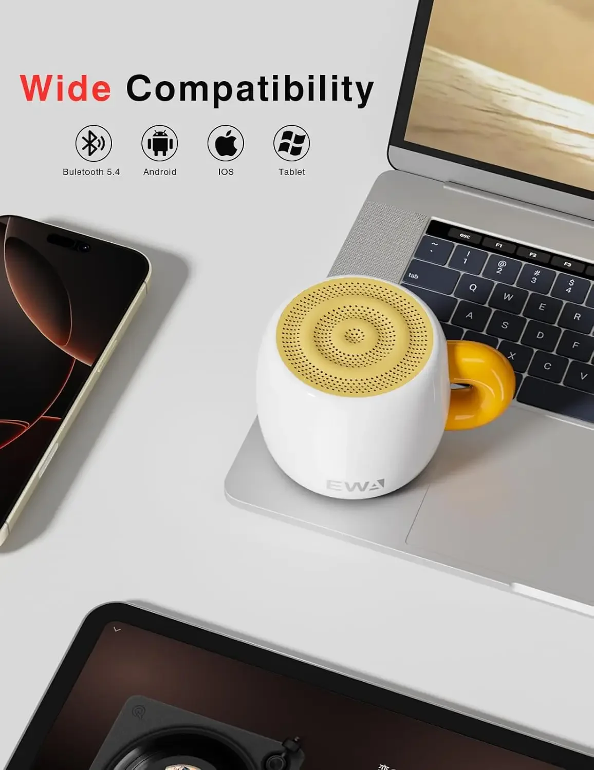 EWA A163 مكبر صوت بلوتوث صغير على شكل كوب إبداعي، مكبر صوت لاسلكي معدني مقاوم للماء IP67، مناسب للهدايا