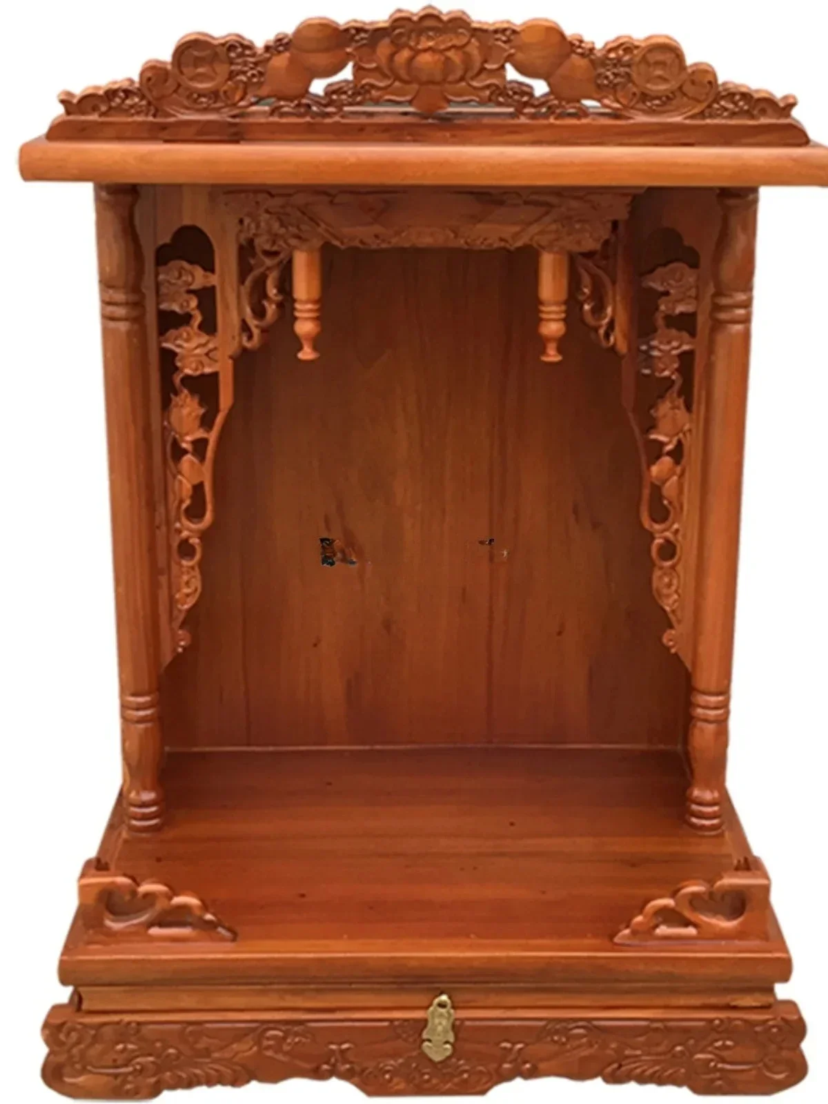 A  Solid Wood Shrine Home Buddha Shrine Incense Burner Table New Chinese Style Buddha Cabinet Altar Cabinet Shrine Wall-Mounted