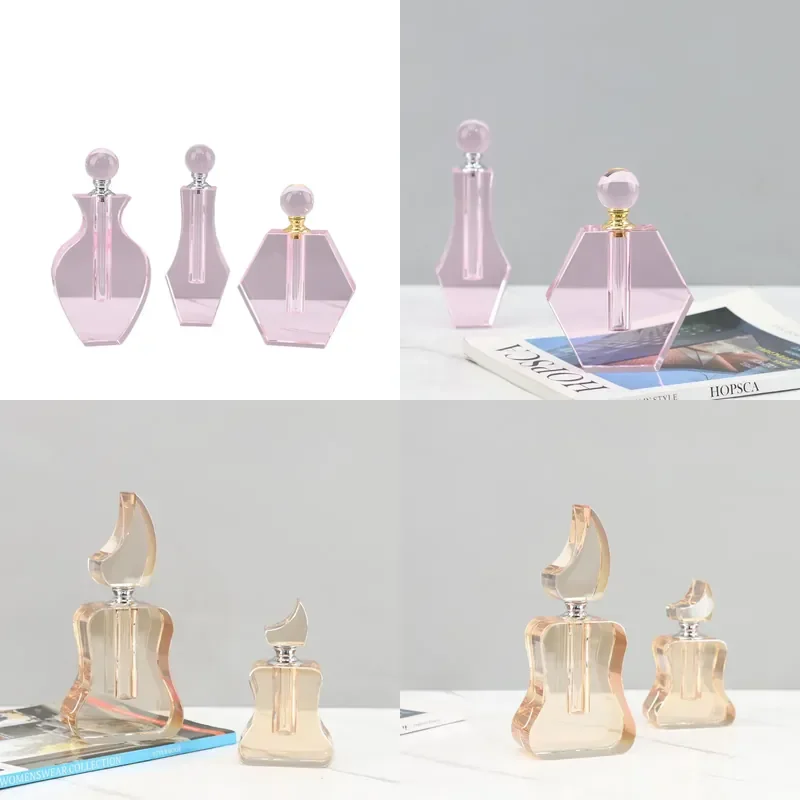 Nordic Light Luxury Transparent Crystal Perfume Bottle Essential Oil Diffuser Ornament for Model Room Hotel Entrance Desktop