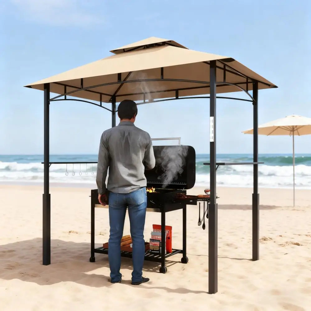 

Dark Brown Outdoor Grill Gazebo 8' x 5' Gazebo Shelter