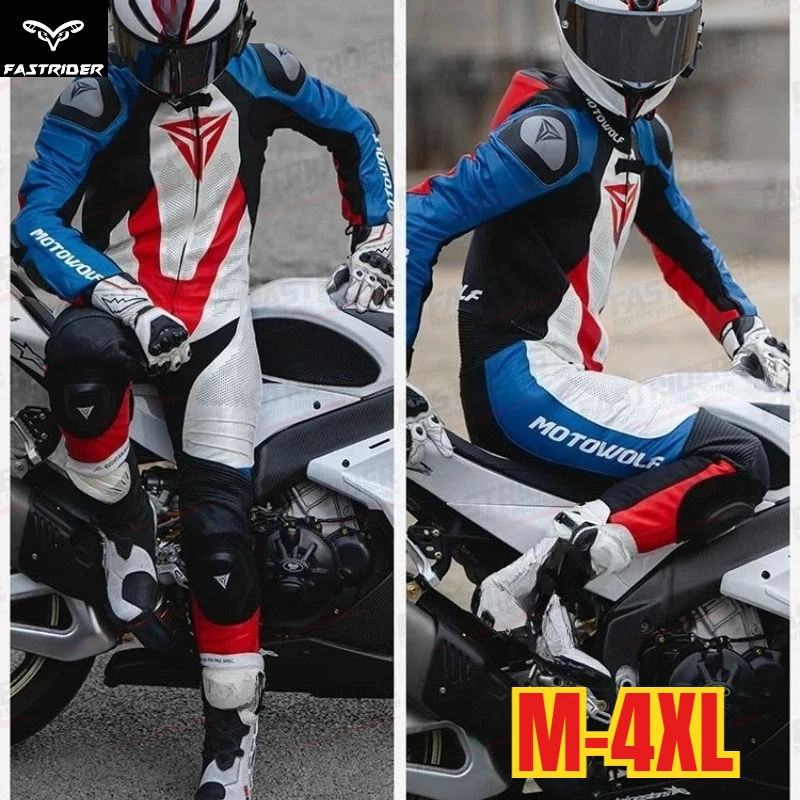 Men Four Seasons Motorcycle Riding Suit One Piece Leather Jacket Anti Fall Locomotive Racing Track Protective Wear