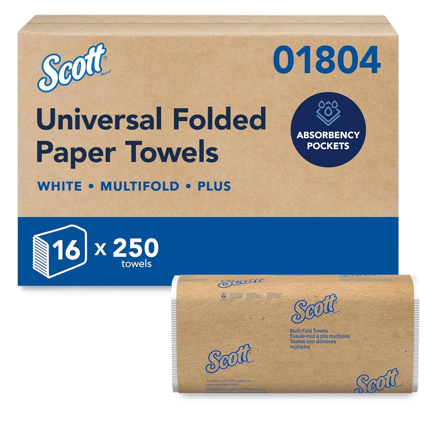 Professional Multifold Paper Towels, 4000 Sheets Bulk Case, Absorbency Pockets, 9.2x9.4in