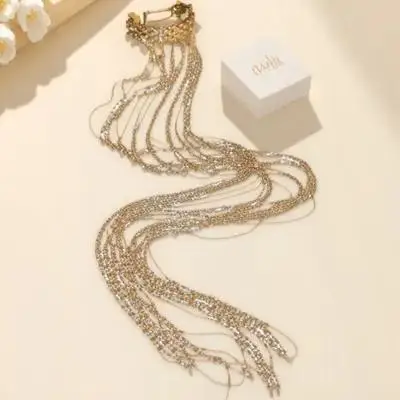 

1pc Ponytail Cuff Long Chain Tassel Clip For Women Bling Hair Accessories Sparkly Ponytail Holder Wedding Party Wear Hair