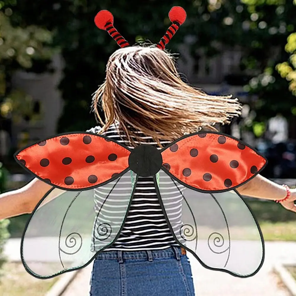 Creative Bugs Cosplay Wings Insect Handmade Craft Yellow Bee Fly Wings Sparkle Elastic Straps Party Wings Halloween Party