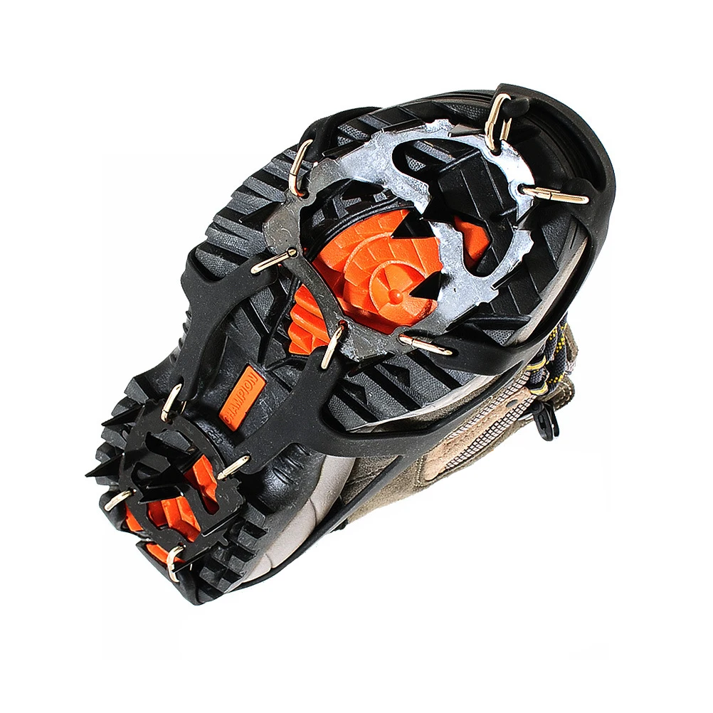 Crampones antideslizantes de silicona de 18 dientes, equipo ligero de escalada en hielo para zapatos de barro para nieve, Color negro, senderismo al aire libre, Camping