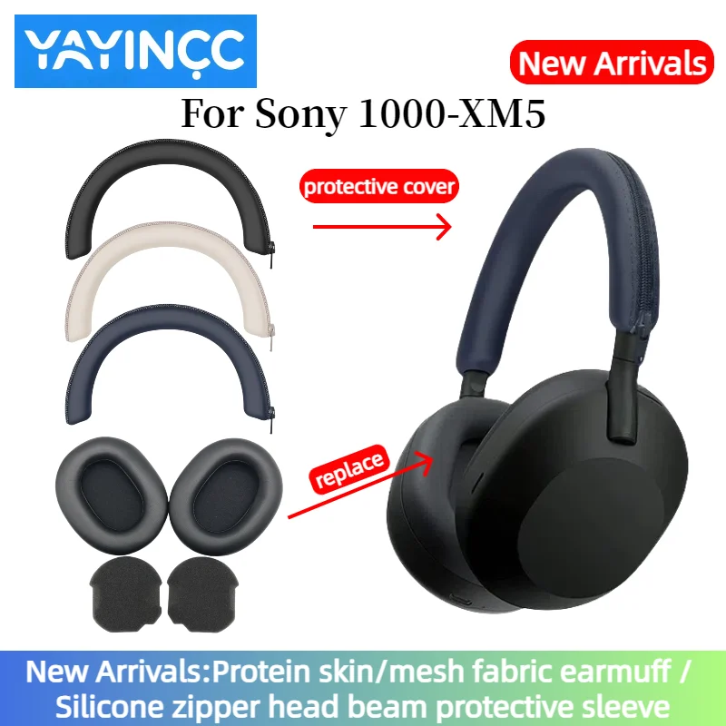 

YAYINCC Replacement Protein skin Earpads/Silicone zipper head beam protective cover for Sony WH-1000XM5 Headphones