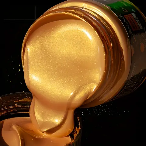 Pintura Acrílica Metálica Dorada Profesional, 50/100/300 ml, Colores Brillantes, Resistente a la Decoloración, Apta para Lienzo, Creación de Pinturas