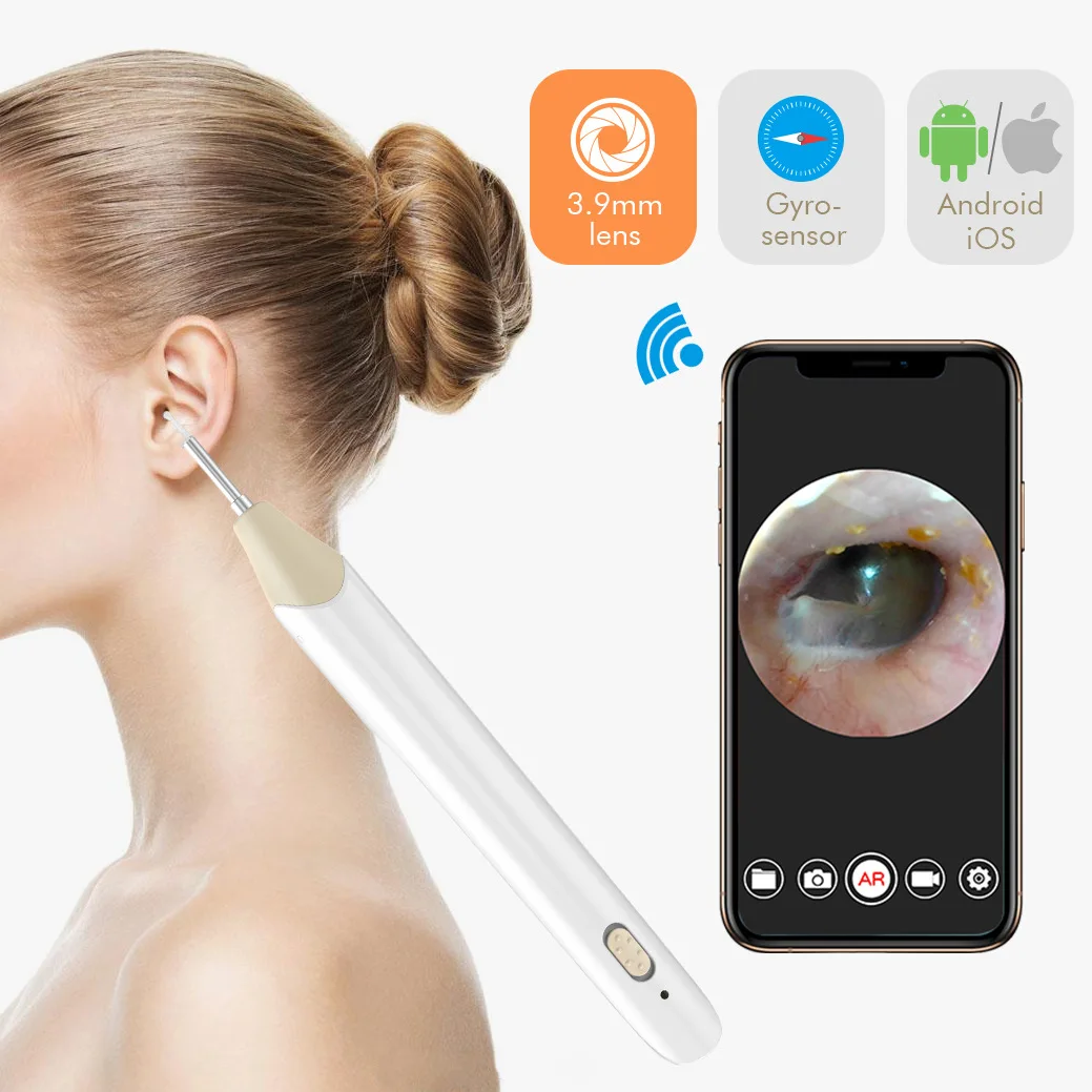 

3.9mm 720P HD Earscope Cleaner WIFI Otoscope Earpick Endoscope Camera CMOS Borescope For Ear Nose Skin Oral Check