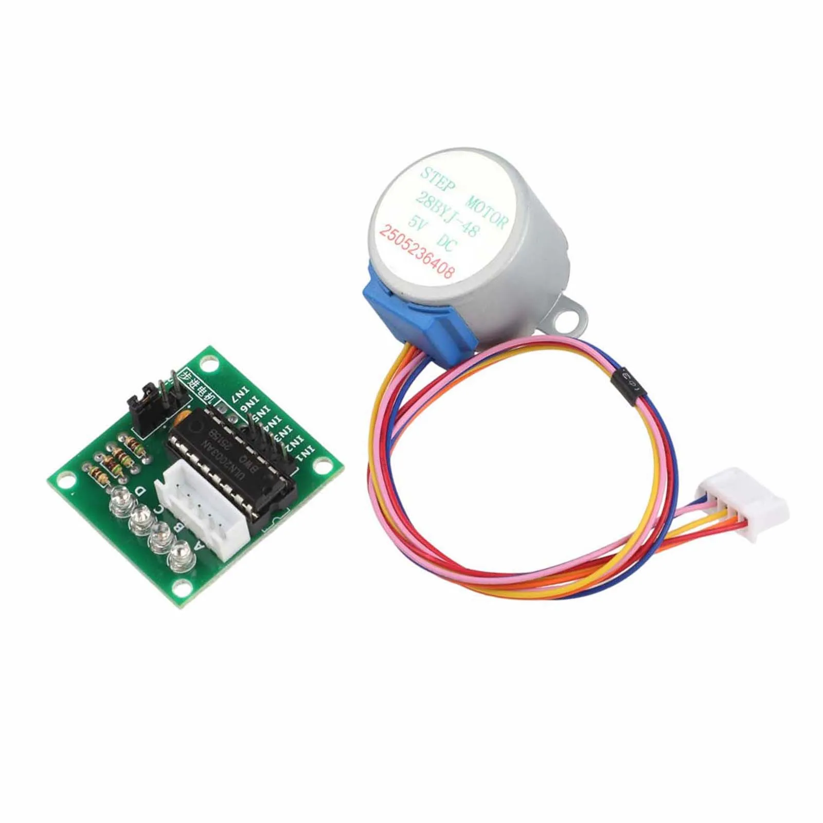 5V Stepper Motor 28mm with ULN2003 Driver Board for Arduino Compatible Automation LED Indicators A B C D 5.625 Degree Step