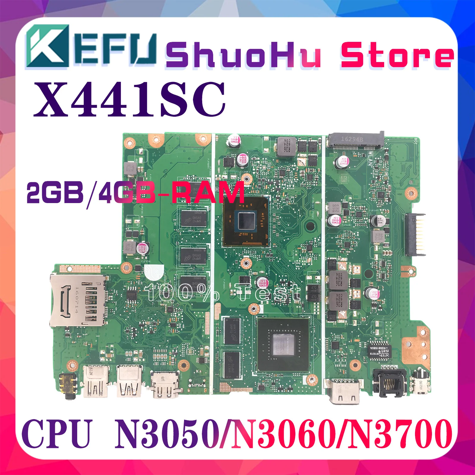 

KEFU X441SC Laptop Motherboard For ASUS X441SC X441S X441SA X441SCA Mainboard With N3050 N3060 N3700 2GB/4GB/Memory 100% Work