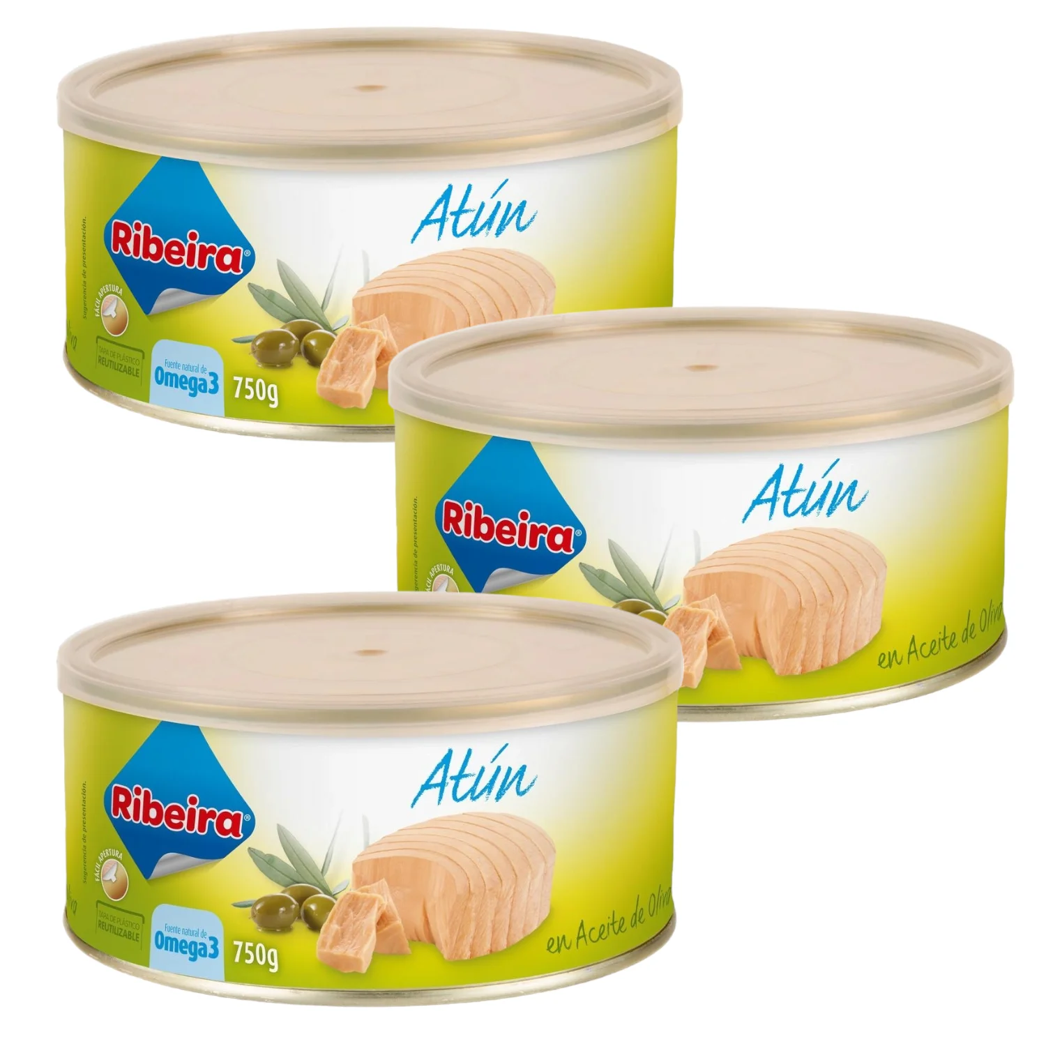3 units - tuna in ribeira olive oil of 650 g (750g net)