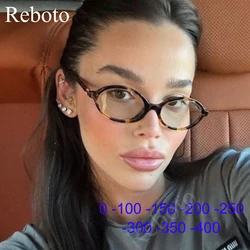 Anti Blue Light Oval Myopia Glasses Retro Small Frame Transparent Prescription Glasses Men Ultralight Clear Nearsight Eyewear