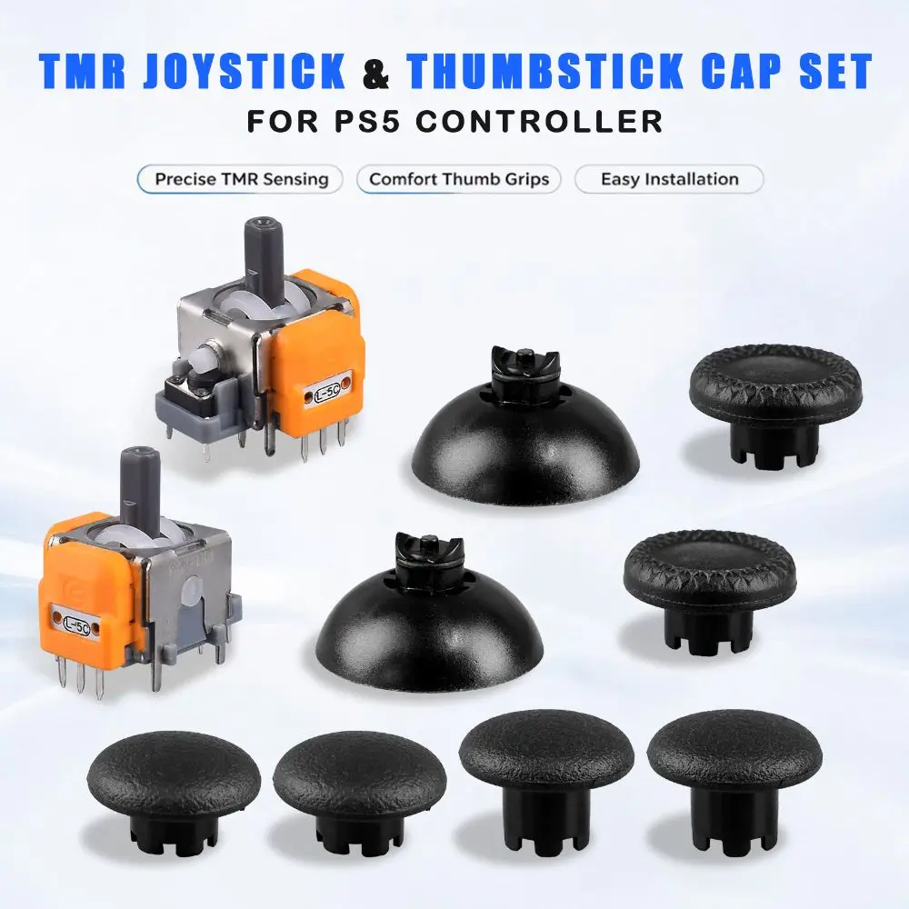 Hall Effect Sensing Hall Effect Joystick Kit Interchangeable Caps Controller Thumbstick Assembly for PS5 Controller