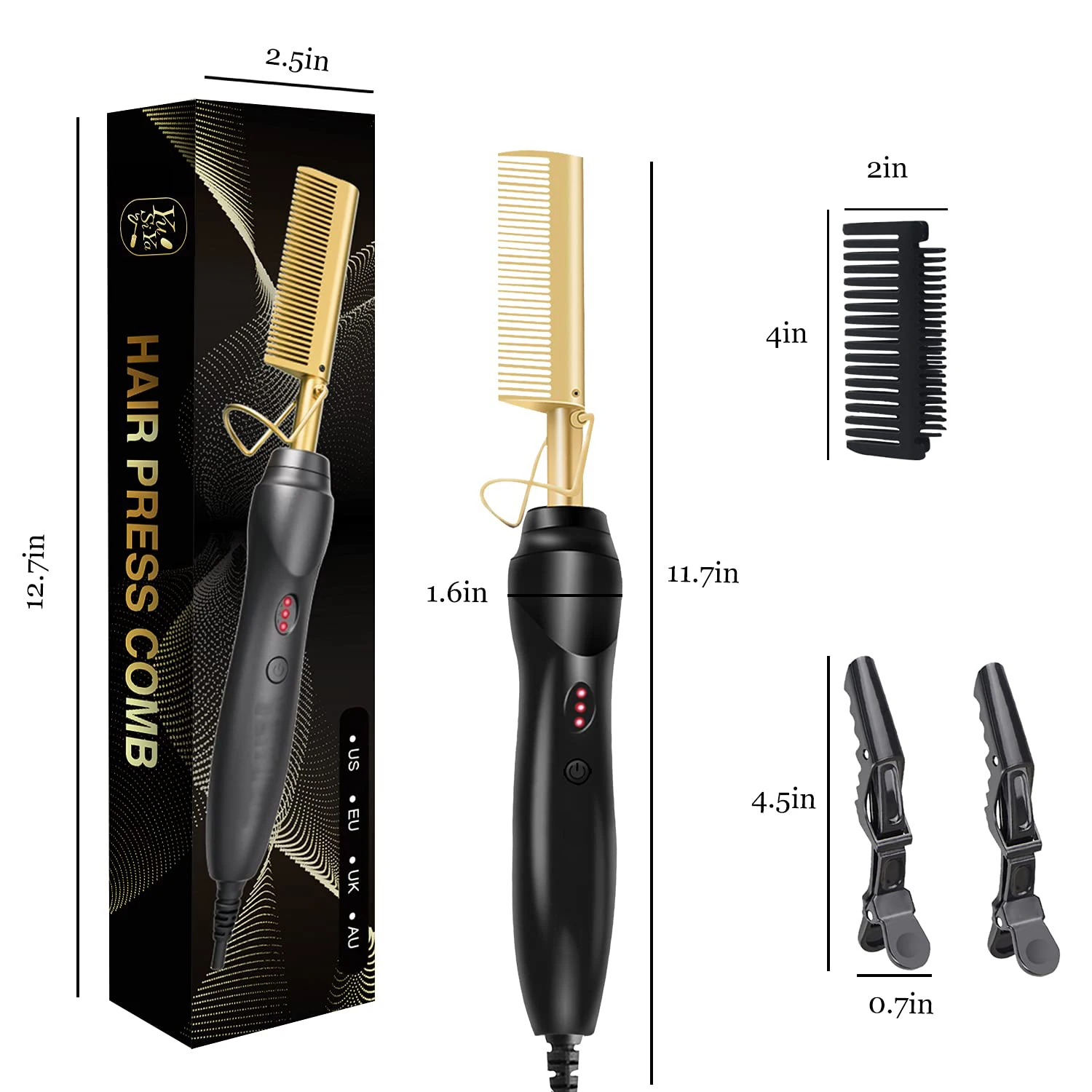 

Professional Hot Ceramic Presser Comb for Hair Straightener - 450F High Temperature, Dual Voltage