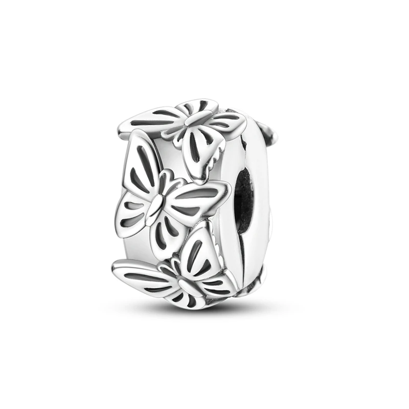 

925 Sterling Silver Butterfly Fluttering Fixed Clip Charms Bead Fit Original Bracelet DIY Women Exquisite Birthday Jewelry Gifts