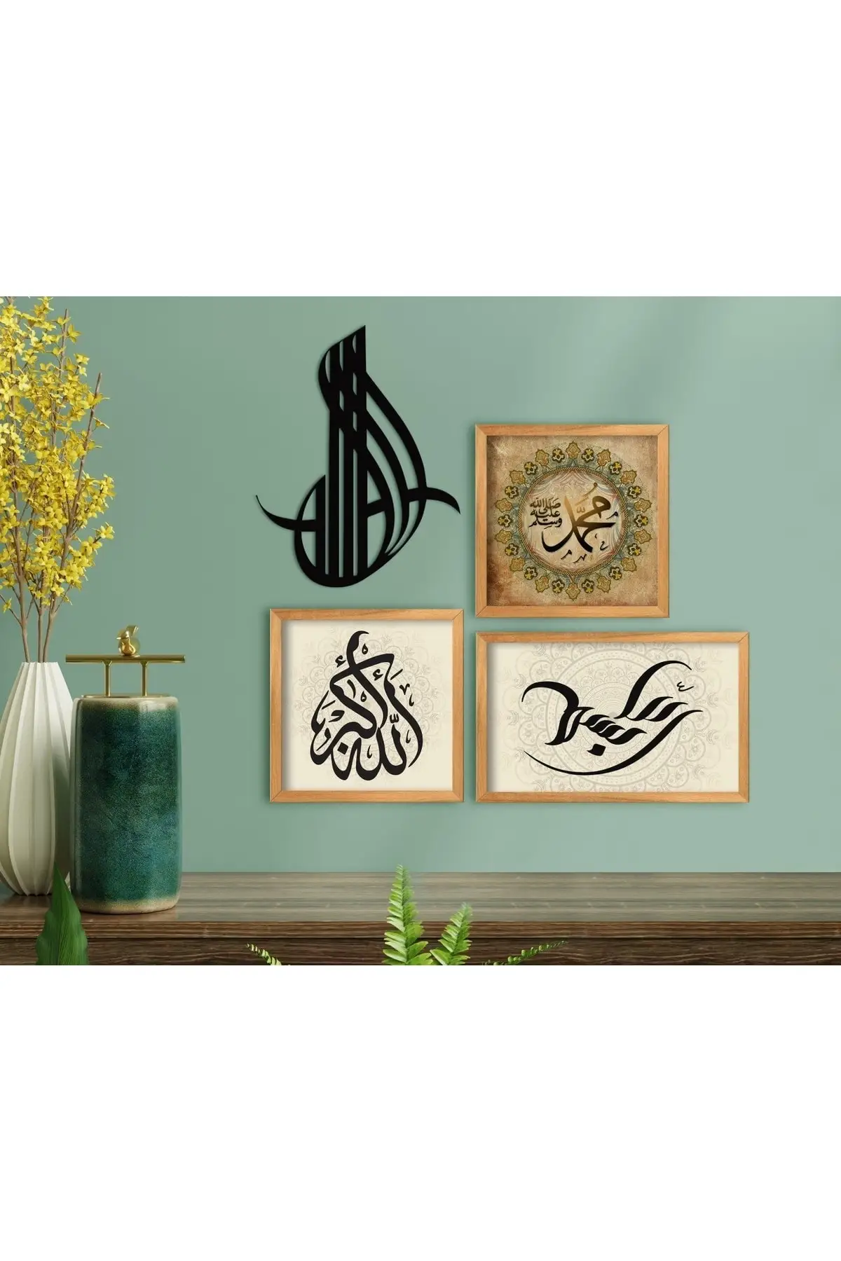 

DOLBOVI Home religious themed 3-piece wooden framed table and wall decor gift set-6