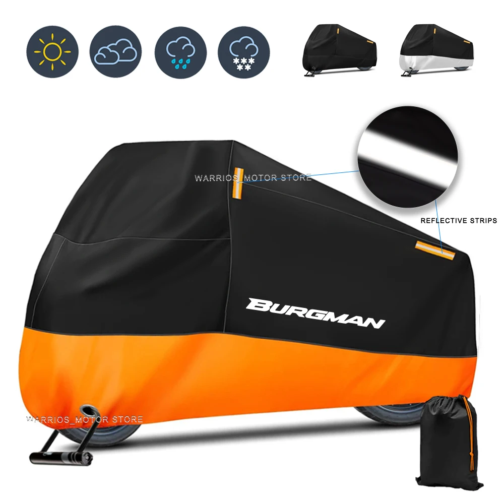 

Motorcycle Cover Waterproof Outdoor Scooter UV Protector Rain Cover For SUZUKI Burgman 400 650 125 AN400 AN650 AN SKYWAVE 400