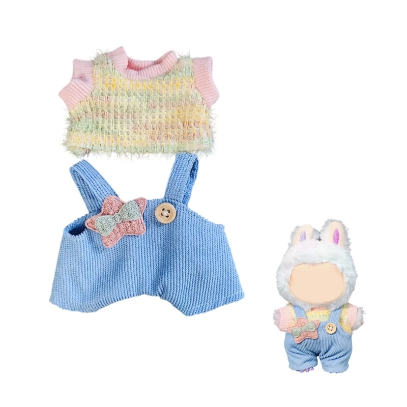 

17cm Cute Mini Plush Doll'S Clothes Outfit Accessories for Korea Kpop Exo Labubu Idol Dolls Overalls Hat Clothing DIY Kids Gift