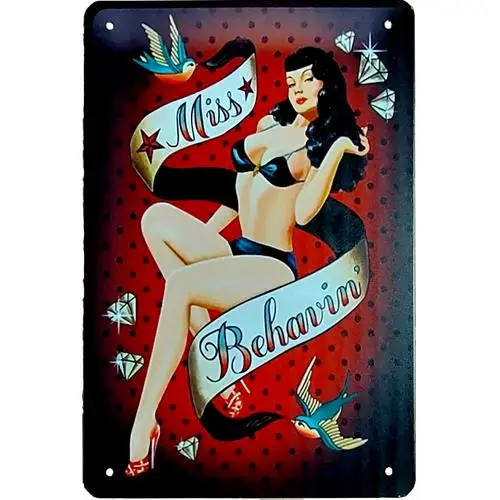 Bettie Page Retro Pinup Girl Rockabilly Metallschild Kunst Vintage Blechschild