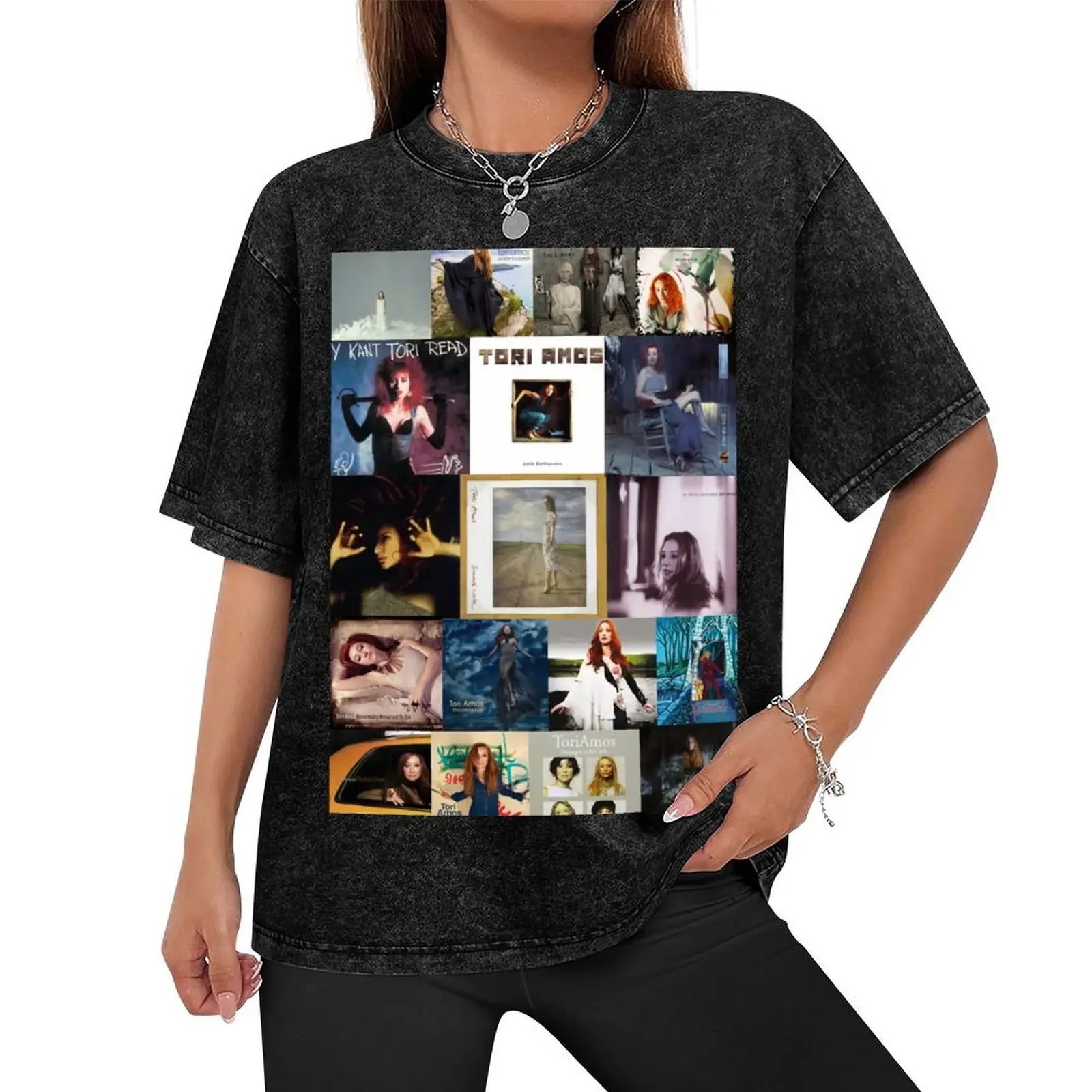 Tori Amos Album Records Collage Collection Print T-Shirt anime summer clothes mens graphic t-shirts big and tall