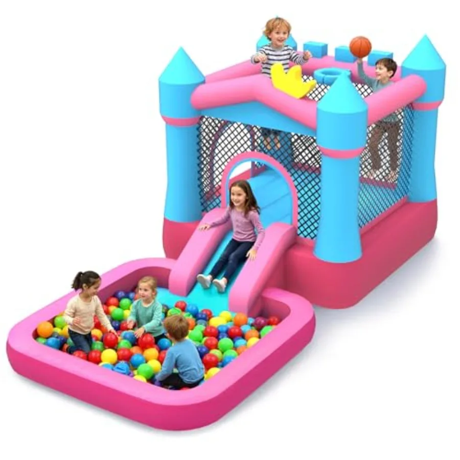 

Надувной батутный комплекс с бассейном и горкой, 12x6.2 фута, водный парк-батут для детей, сверхпрочная ткань Оксфорд 840D, для детей 3-8 лет