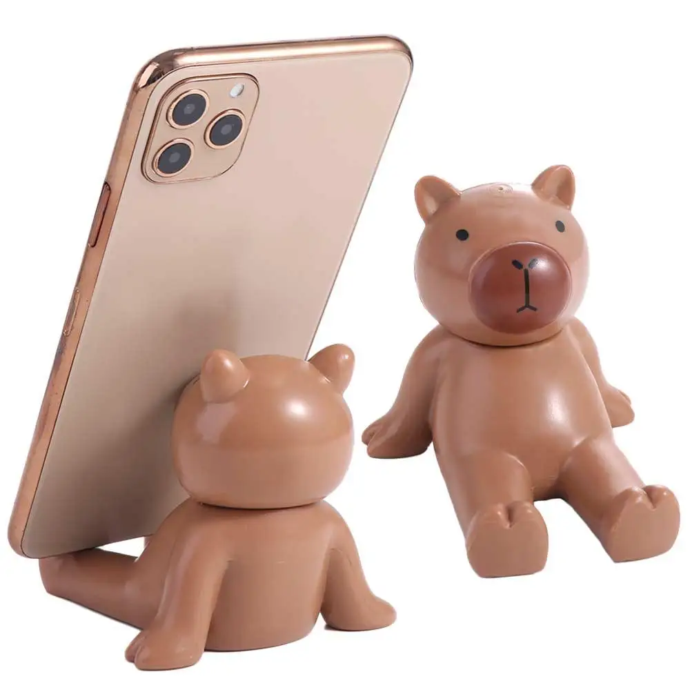 PVC Capybara Shape Creative Phone Holder Model Support Mobile Phone Stand Cartoon Desk Decor Cell Phone Bracket