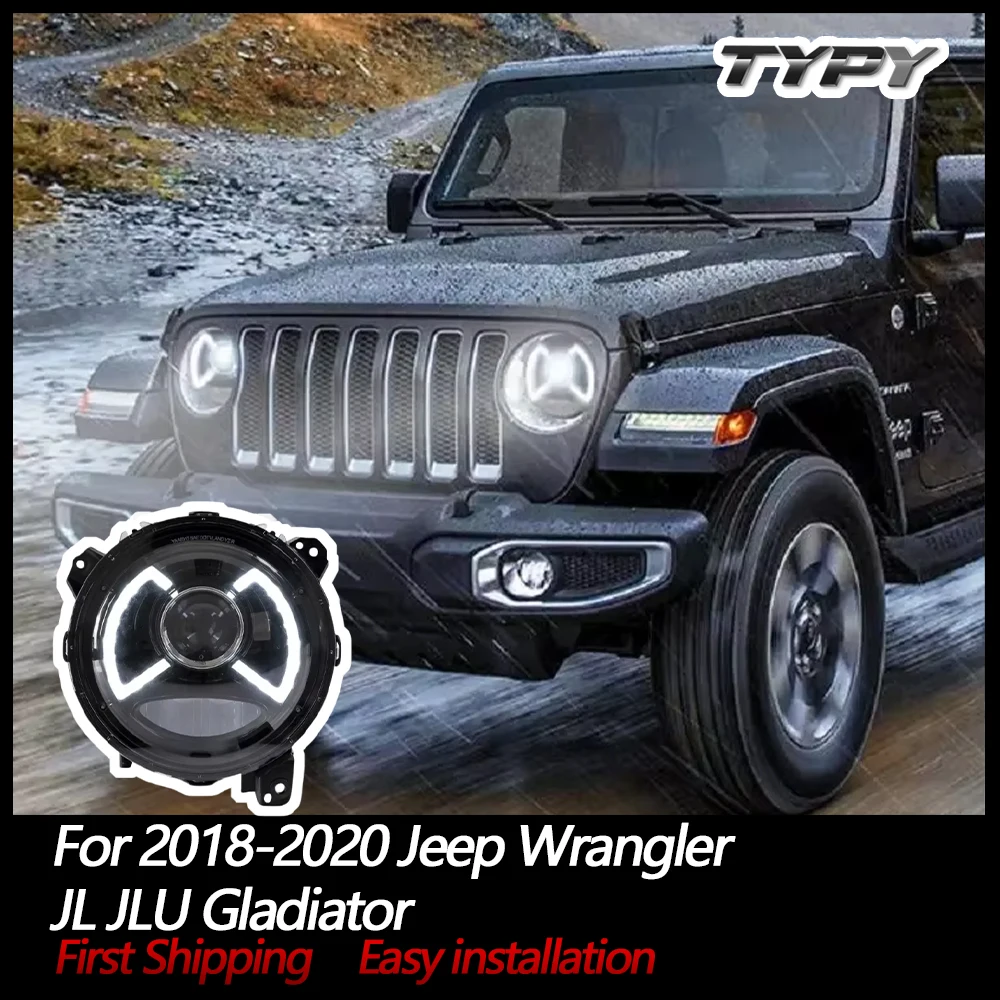 

LED Headlights For 2018-2020 Jeep Wrangler JL JLU Gladiator Projector Front Lamp Assembly 9" Inch Round, No Need Bracket