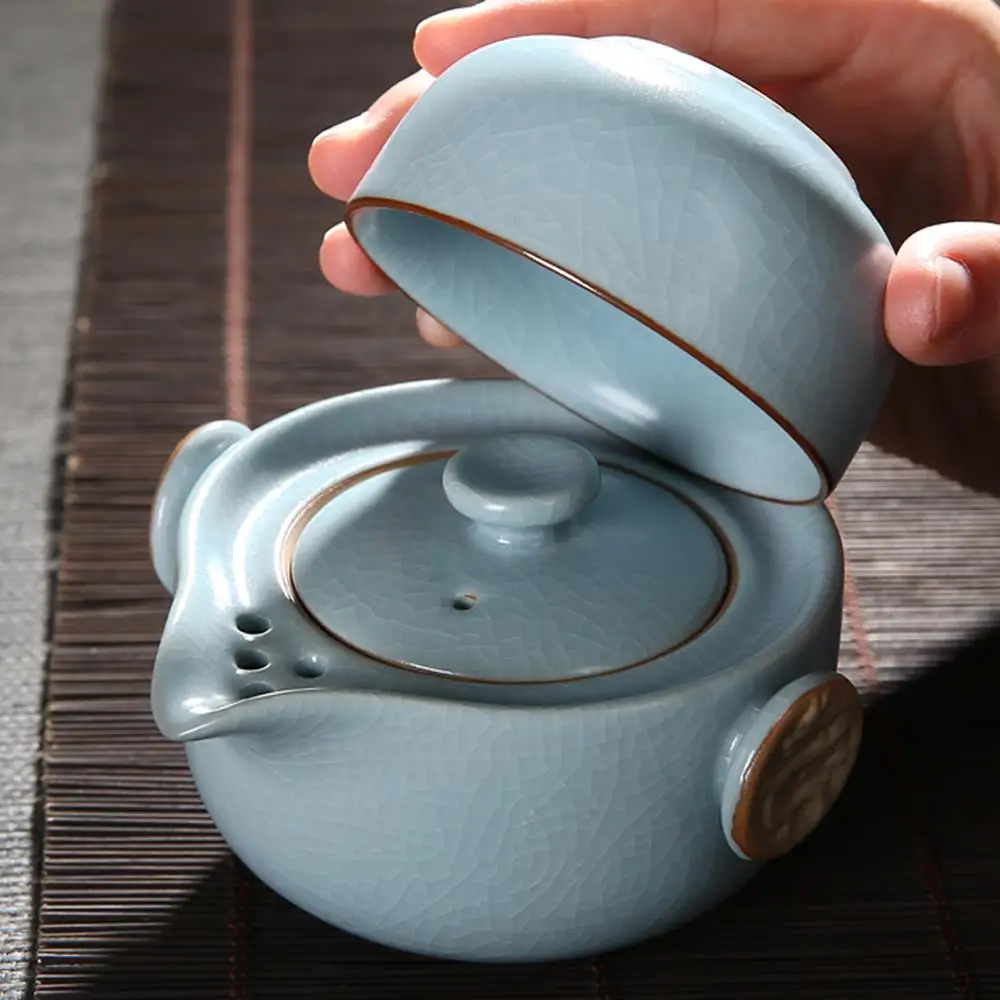 

Portable Travel Outdoor Tea Brewing Set Single Person Qui Guest Cup xing Teapot Cerc Material Tea Cup Pair for Two People