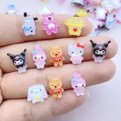 50 pcs Hars Mini Cartoon Animals Cats, Puppies, Rabbits Steentjes Beeldjes Nail Art Haarspeld Diy Plakboek Accessoires Ambachten