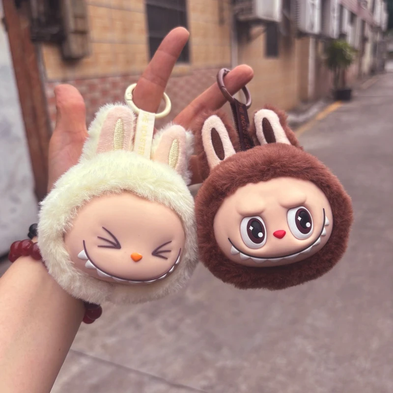 Labubu Second-Generation Anime Model Plush Small Head Keychain Bag Pendant Cute Doll Soft Plush Toy Pendant Backpack Decoration image 3