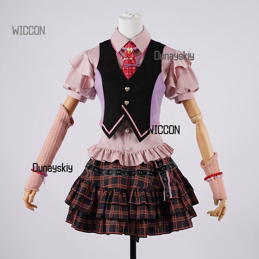 زي إنفينيتي نيكي اوپن وورلد التنكري للعبة - باربي فستان القلب الوردي شعر مستعار على طراز الرسوم المتحركة جاهز للهالوين