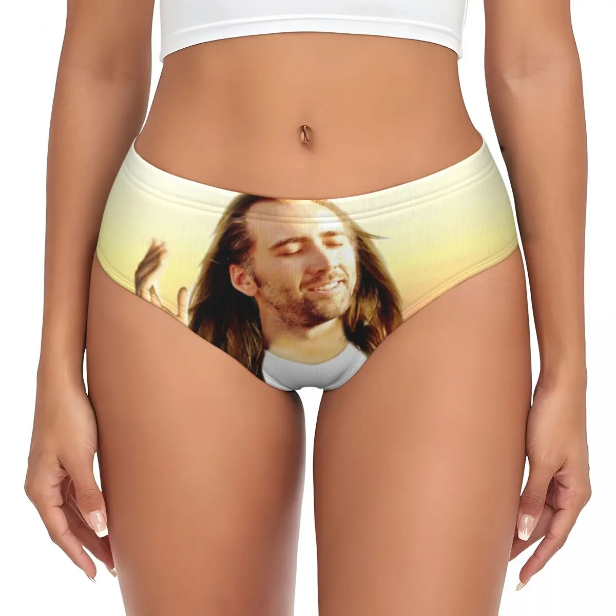 Custom Women's Nicolas Cage Panties Comfort Jesus Meme Briefs Underwear