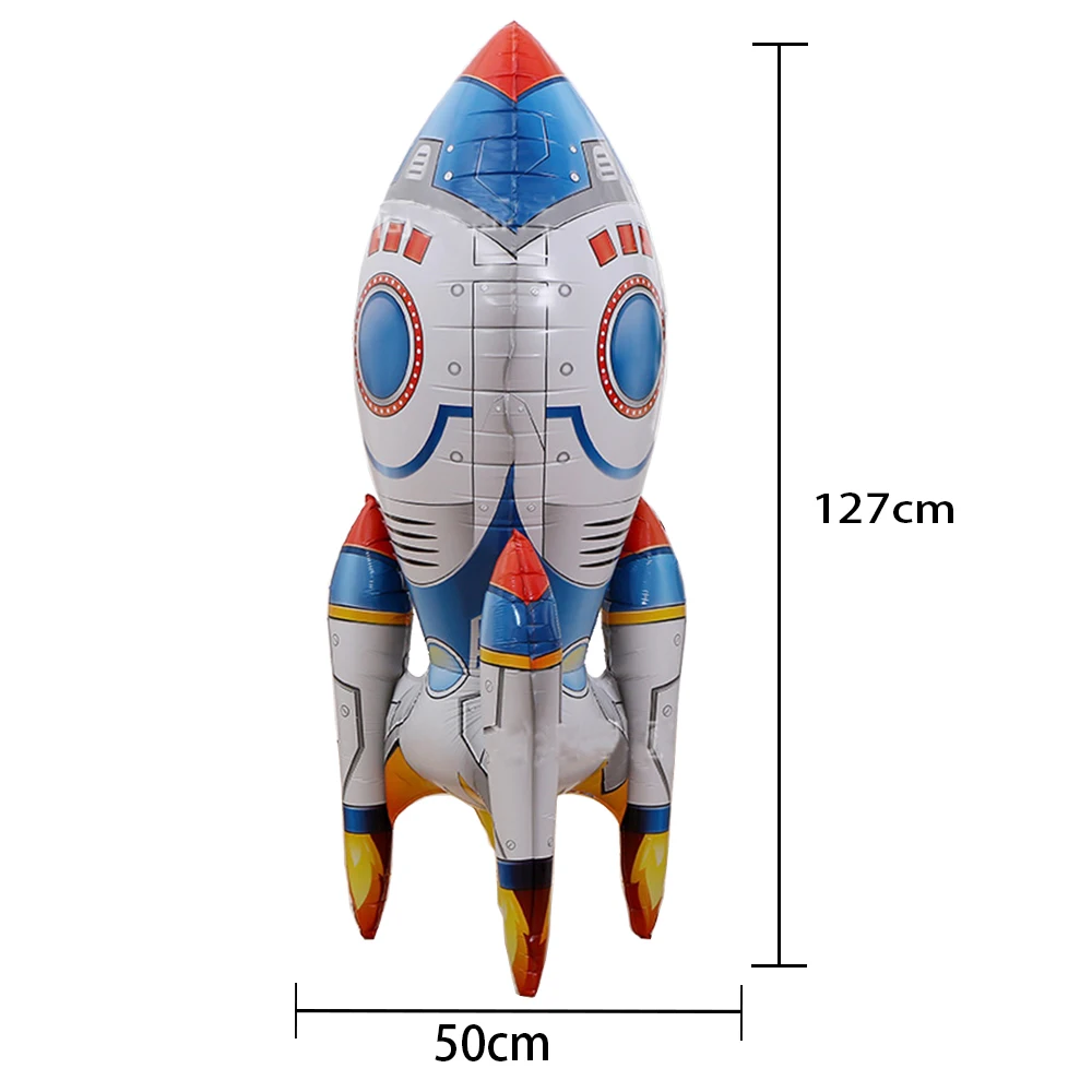 3D Rocket Balloon Self Standing Foil Balloon with Base Astronaut Balloon Rocket Balloon for Outer Space Party Decoration